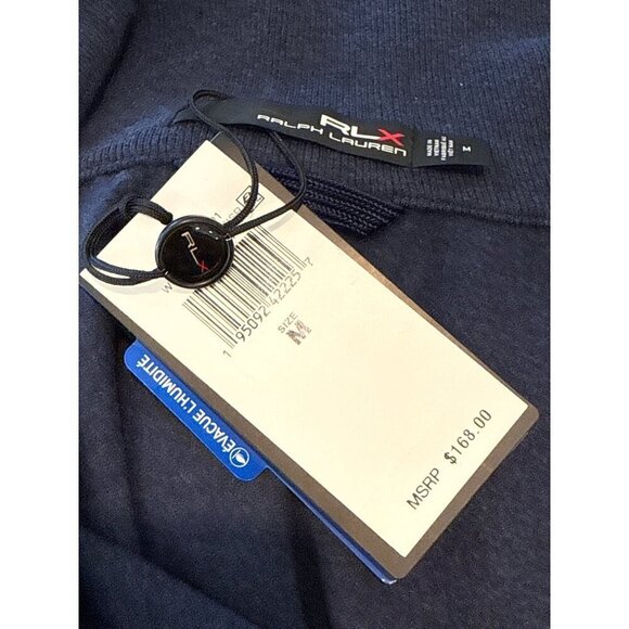 RLX Ralph Lauren Women's Quarter Zip Hooded Pullover Jacket Top Navy Size M NWT - Picture 4 of 6